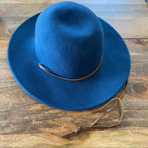 Brixton Wide Brim Blue Wool Hat (7 1/4 / 58cm)